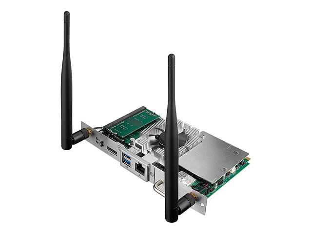 A slot-in compute module with antenna