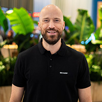 Man in a black t-shirt